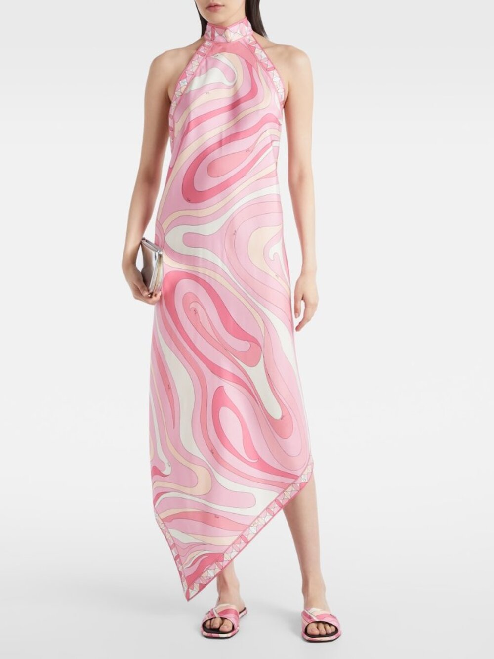 Emilio Pucci Marmo asymmetric silk maxi dress